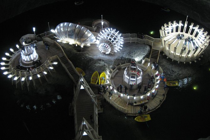 Turda salt mine 4h tour from Cluj - Entering the mine and seeing the three chambers